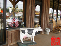 餐馆前的奶牛雕像